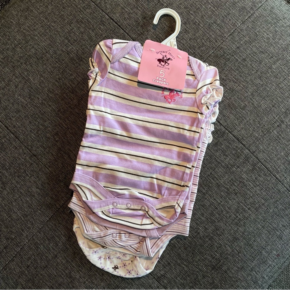 Beverly Hills Polo Club 5pack onesie creepers Newborn 0/3M NWT